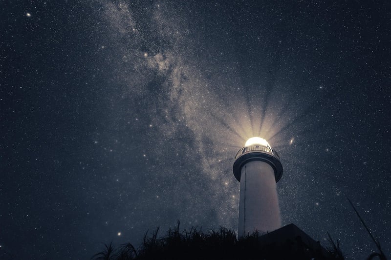 Milky Way over urban skyline